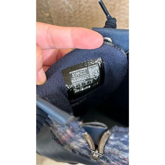 Sperry Navy Blue Saltwater Wool Plaid Duck Winter Boots Waterproof Snow Size 8 - Picture 7 of 8